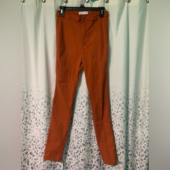 UNIQUE VINTAGE RUST SKINNY DISCO PANTS - Picture 2 of 5